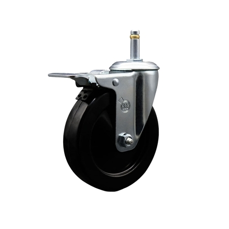 SERVICE CASTER 5'' Hard Rubber Wheel Swivel 7/16'' Grip Ring Stem Caster Total Lock Brake SCC-GRTTL20S514-HRS-716138